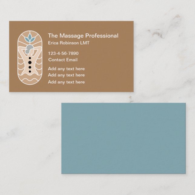 Trendy Massage Therapist Business Cards Design (Front/Back)