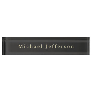 Trendy Matte Black Minimalist Own Name  Nameplate