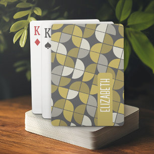Trendy MCM Half Moon Pattern with gold name block Playing Cards