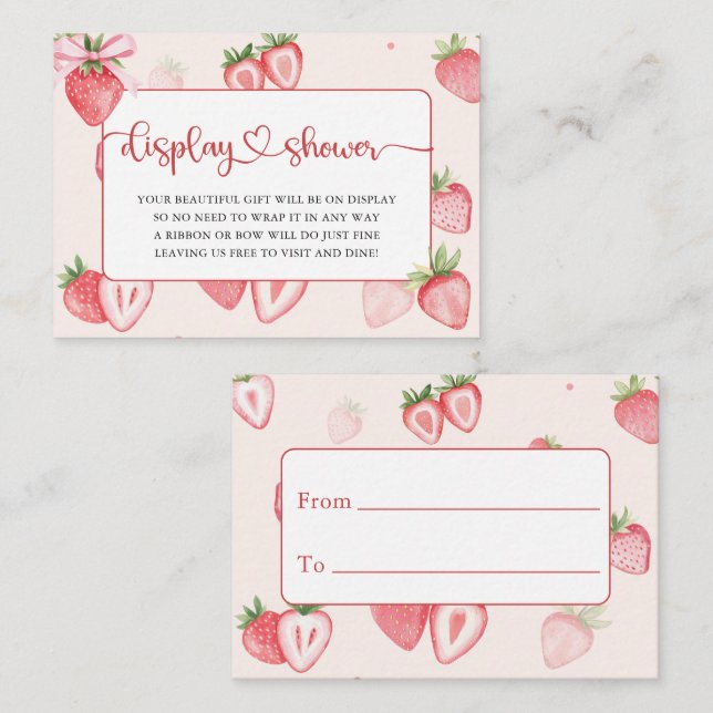 Trendy Meadow Strawberry Books for Baby Shower Enclosure Card (Front/Back)