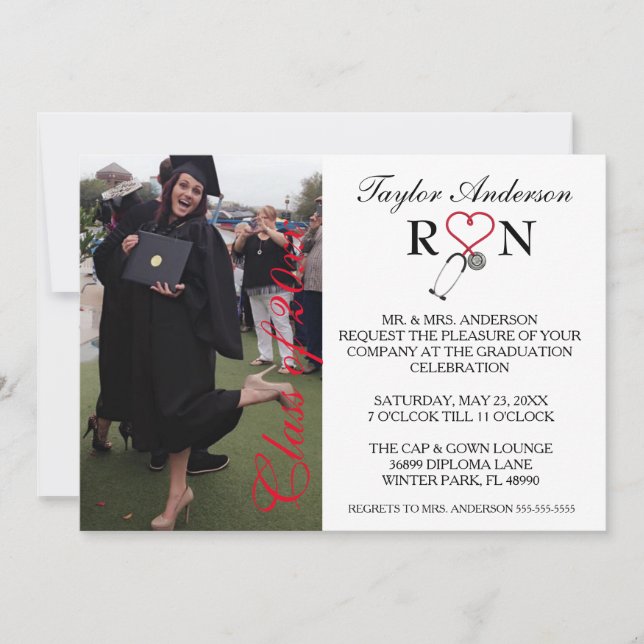 Trendy Medical RN School Graduation Announcement (Front)