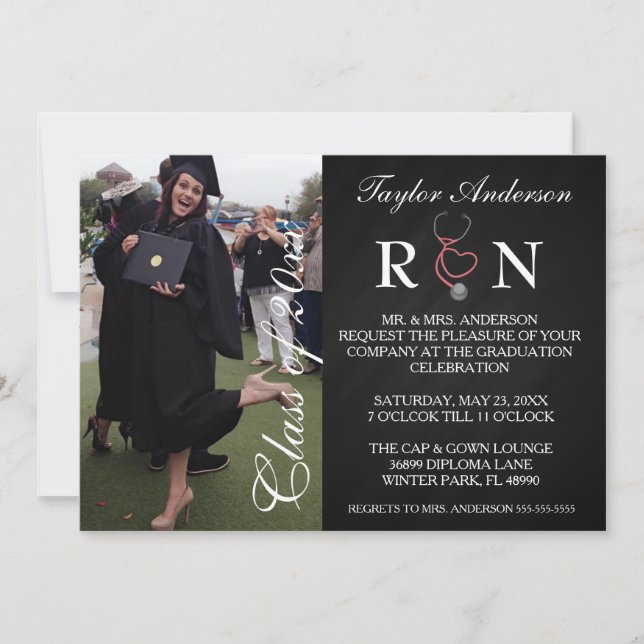 Trendy Medical RN School Graduation Announcement (Front)