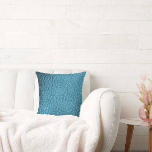 Trendy Medium Blue Faux Leather Design Cushion