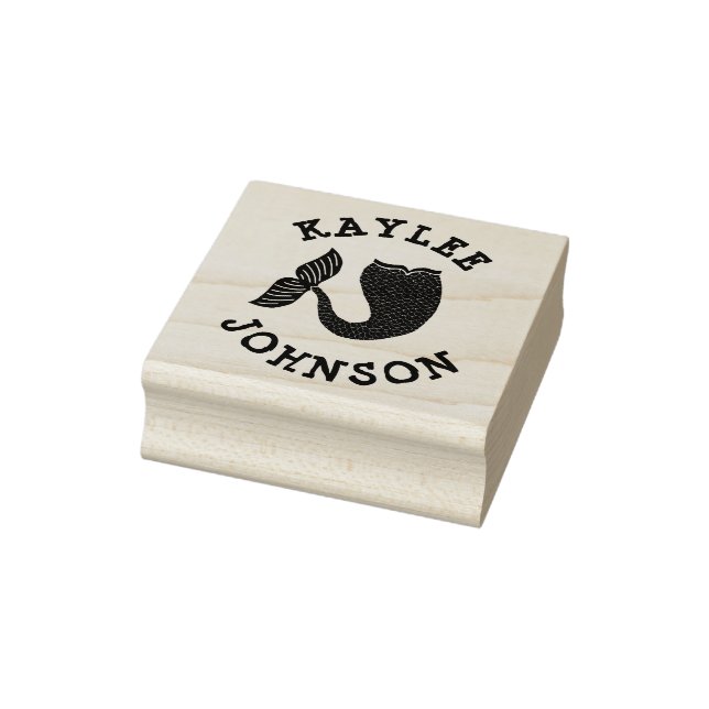 Trendy Mermaid Tail Name Rubber Stamp (Stamp)