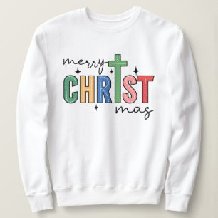 Trendy Merry Christmas Doodle Dots Modern Script Sweatshirt