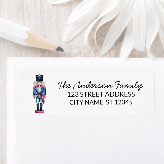 Trendy Merry Christmas Nutcracker Return Address   (Insitu)