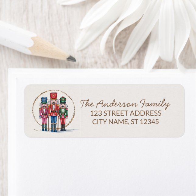 Trendy Merry Christmas Nutcracker Return Address   (Insitu)
