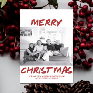 Trendy Merry Christmas Photo Card Burgundy