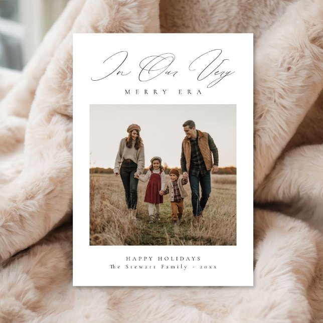 Trendy Merry Era Modern Family Rustic Photo Holiday Card (Creator Uploaded)