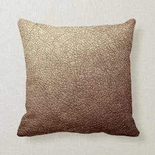 Trendy Metallic Brass Patina Leather Texture Cushion