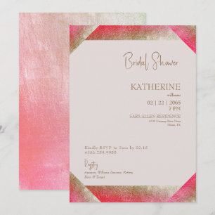 Trendy Metallic Gold and Pink Bridal Shower Invitation