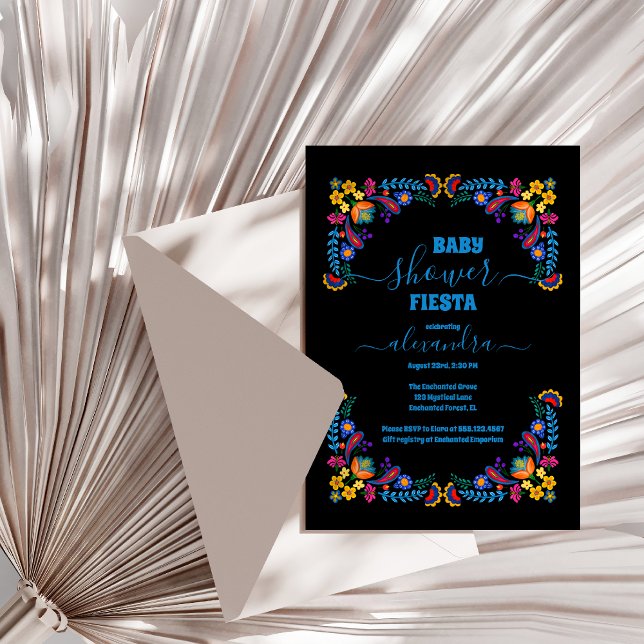 Trendy Mexican Floral Fiesta Girl Baby Shower Invitation (Creator Uploaded)