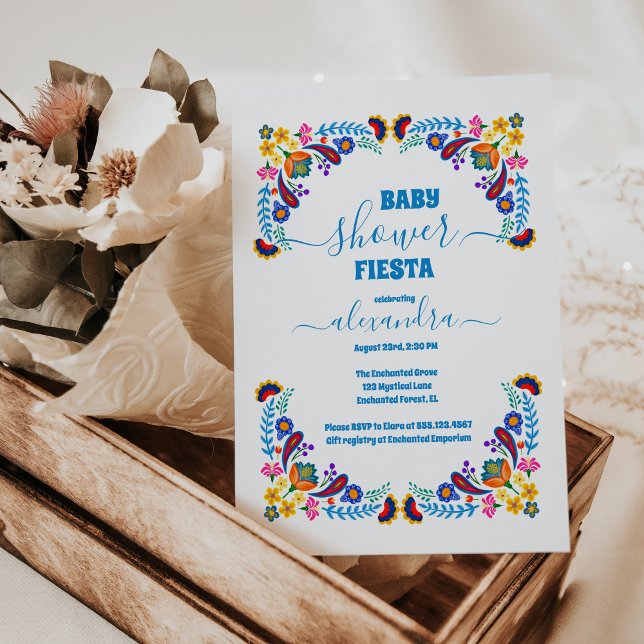 Trendy Mexican Floral Fiesta Girl Baby Shower Invitation (Creator Uploaded)
