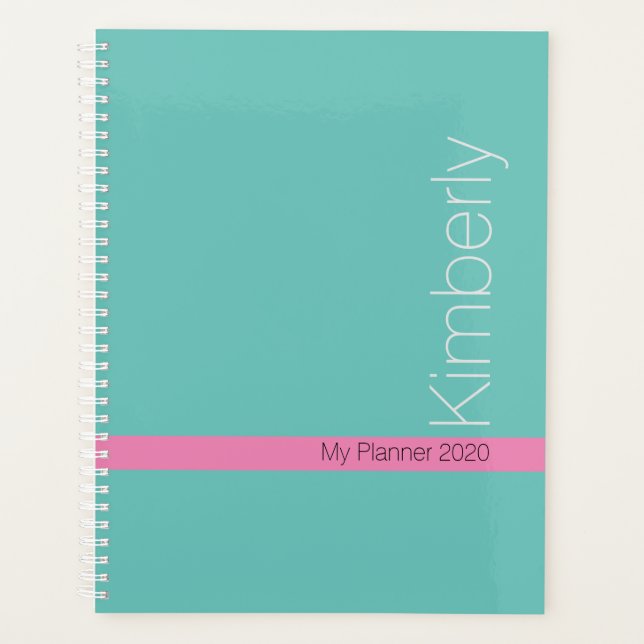 Trendy Minimal Design DIY Name/Subject/Teal & Pink Planner (Front)