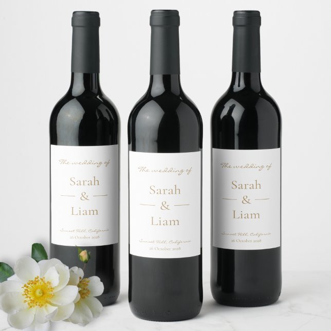 Trendy Minimalism |  Golden Wine Bottle Label Set (Creator Uploaded)