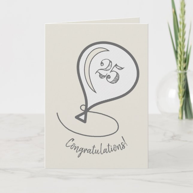Trendy Minimalist Balloon Any Age Modern Birthday Card (Front)