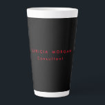 Trendy Minimalist Black Red Professional Your Name Latte Mug<br><div class="desc">To gain trust in the business world,  you need a well-designed product that will truly represent you. This simple,  modern,  minimalist design will help you a lot.</div>