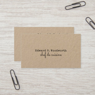 Trendy Minimalist Chef de Cuisine Rustic Business Card