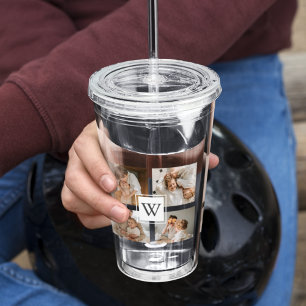 Trendy Minimalist Collage Fathers Photo Daddy Gift Acrylic Tumbler