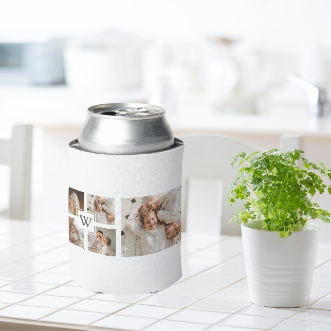 Trendy Minimalist Collage Fathers Photo Daddy Gift Can Cooler (Creator Uploaded)