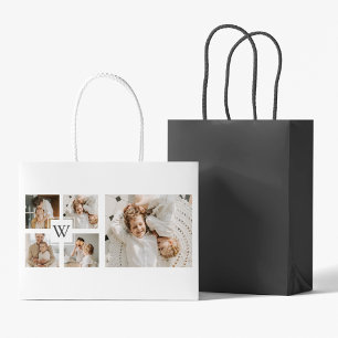 Trendy Minimalist Collage Fathers Photo Daddy Gift Large Gift Bag