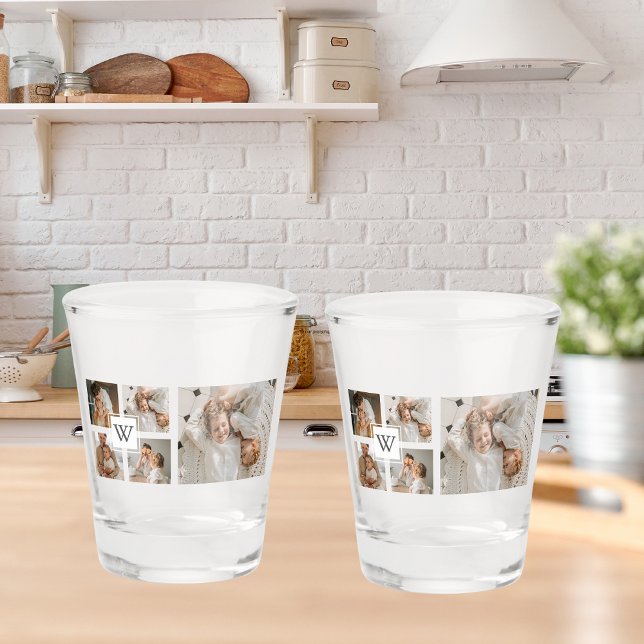 Trendy Minimalist Collage Fathers Photo Daddy Gift Shot Glass (Creator Uploaded)