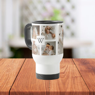 Trendy Minimalist Collage Fathers Photo Daddy Gift Travel Mug