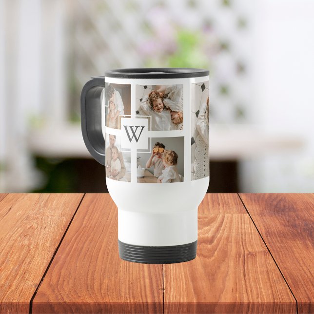 Trendy Minimalist Collage Fathers Photo Daddy Gift Travel Mug (Creator Uploaded)