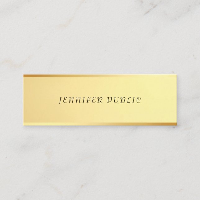 Trendy Minimalist Design Glamourous Gold Template Mini Business Card (Front)