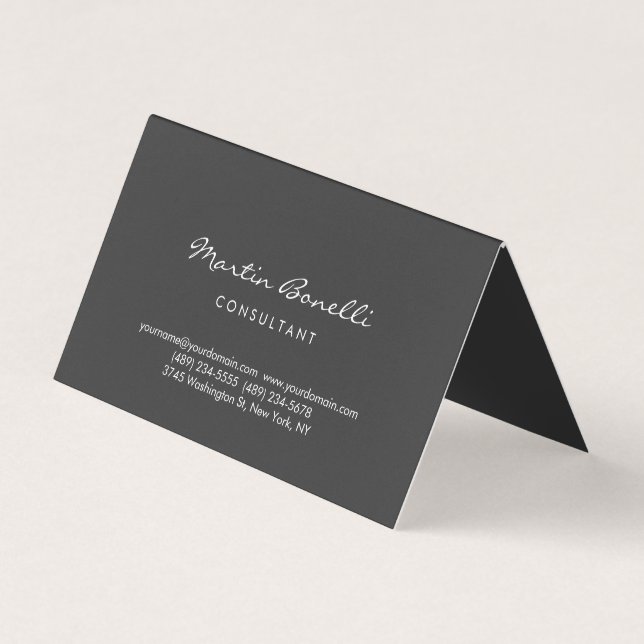 Trendy Minimalist Grey Colour Business Card (Front)