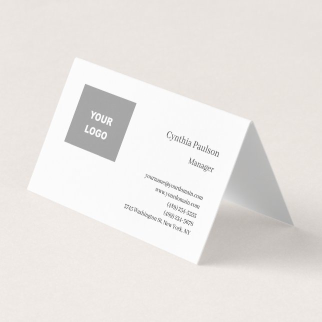 Trendy Minimalist Modern Add Your Logo Business Card (Front)