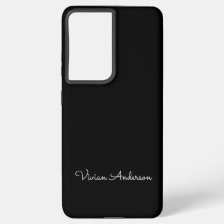 Trendy Minimalist Modern Black Script Custom Name Samsung Galaxy Case