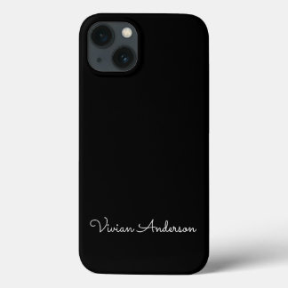 Trendy Minimalist Modern Black Script Name iPhone 13 Case