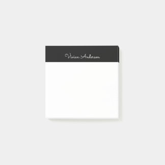 Trendy Minimalist Modern Black Script Name Post-it Notes