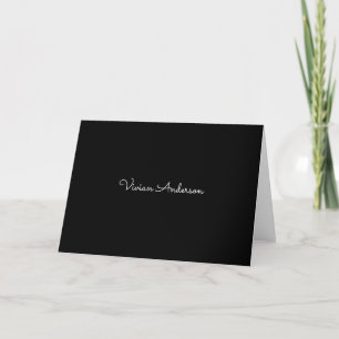 Trendy Minimalist Modern Black Script Name Thank You Card