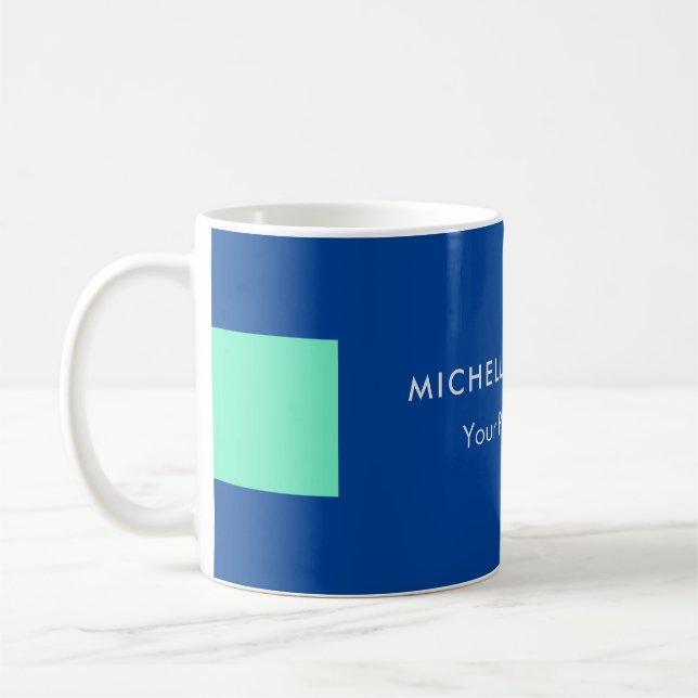 Trendy Minimalist Modern Blue Coffee Mug (Left)