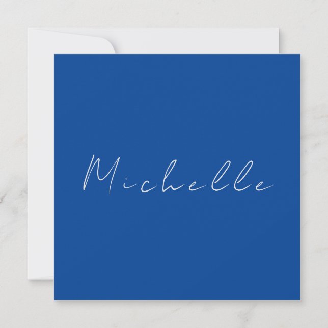 Trendy Minimalist Modern Handwritten Blue (Front)