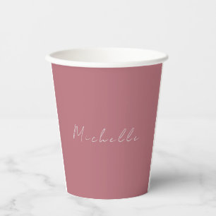 Trendy Minimalist Modern Handwritten Rose Gold Paper Cups
