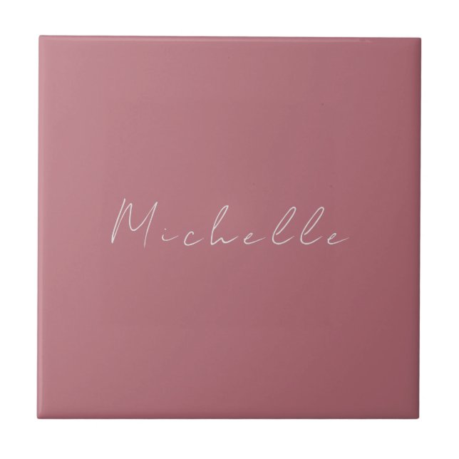 Trendy Minimalist Modern Handwritten Rose Gold Tile (Front)