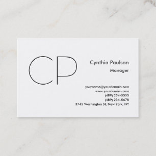 Trendy Minimalist Modern Monogram Plain Business Card