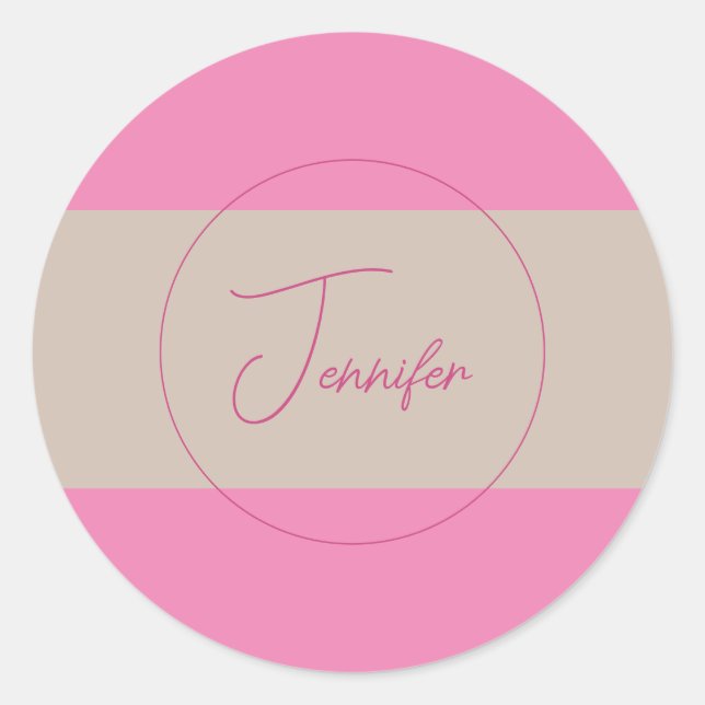 Trendy Minimalist Modern Plain Simple Pastel Colou Classic Round Sticker (Front)