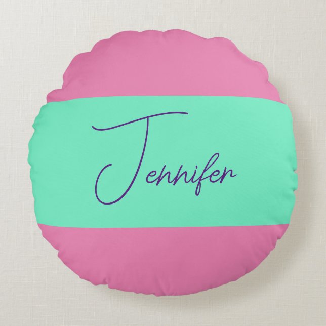 Trendy Minimalist Modern Plain Simple Pastel Colou Round Cushion (Front)