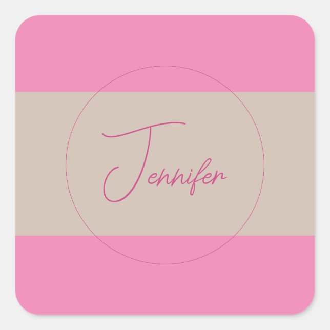 Trendy Minimalist Modern Plain Simple Pastel Colou Square Sticker (Front)