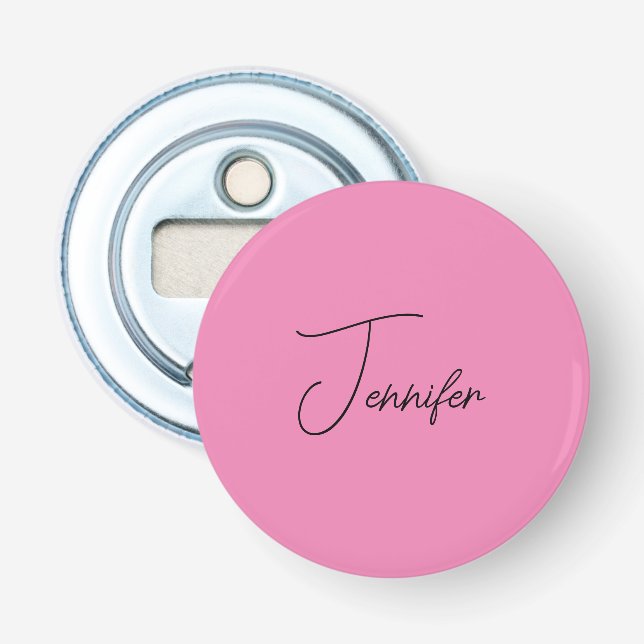 Trendy Minimalist Modern Plain Simple Pink Colour Bottle Opener (Front)