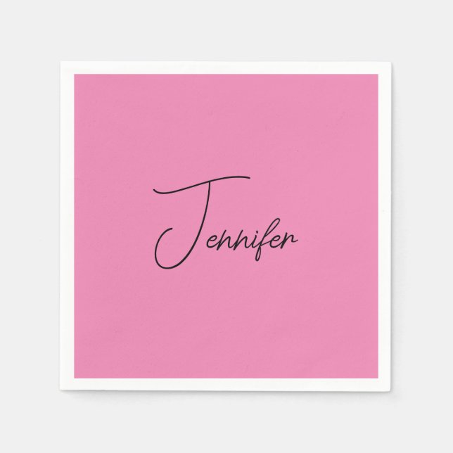 Trendy Minimalist Modern Plain Simple Pink Colour Napkin (Front)
