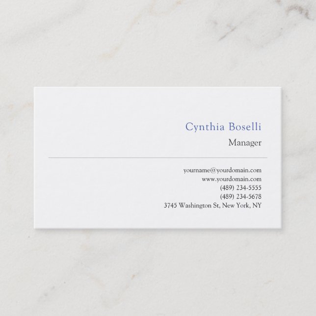 Trendy Minimalist Modern Plain Simple Template Business Card (Front)