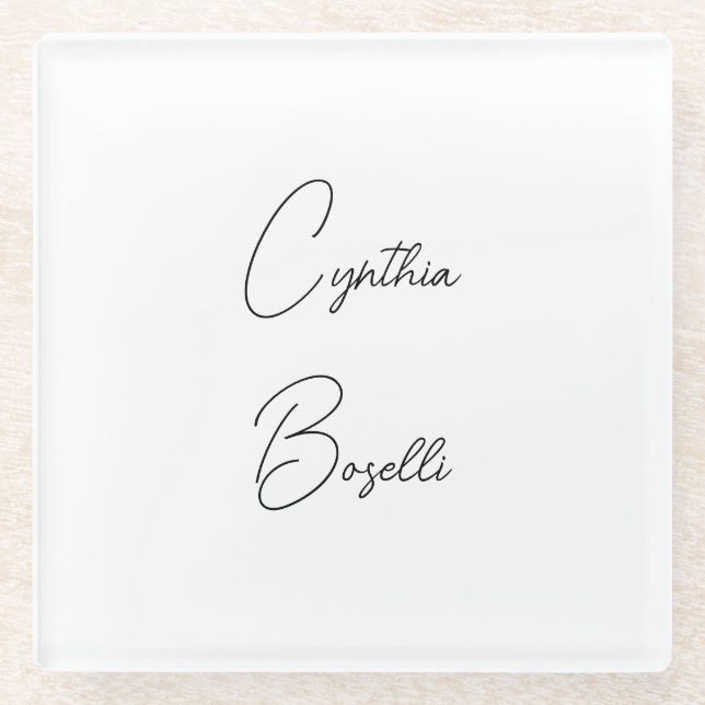 Trendy Minimalist Modern Plain Simple Template Glass Coaster (Front)