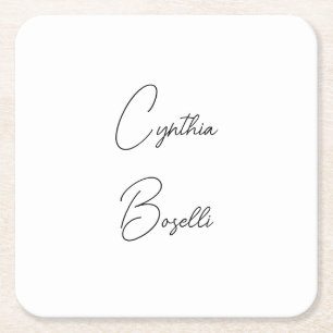 Trendy Minimalist Modern Plain Simple Template Square Paper Coaster