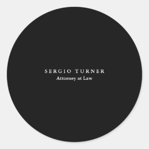 Trendy Minimalist Professional Black Classic Round Sticker