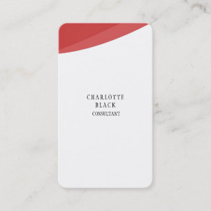 Trendy Minimalist Red White Creative Plain Curves Business Card